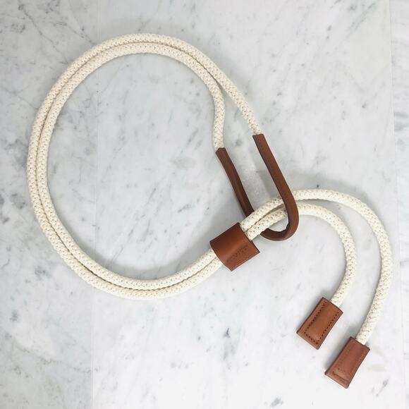 BLACK & BROWN LONDON Lasso Belt 41" Cream Braided Rope Leather Western EUC - Picture 1 of 7